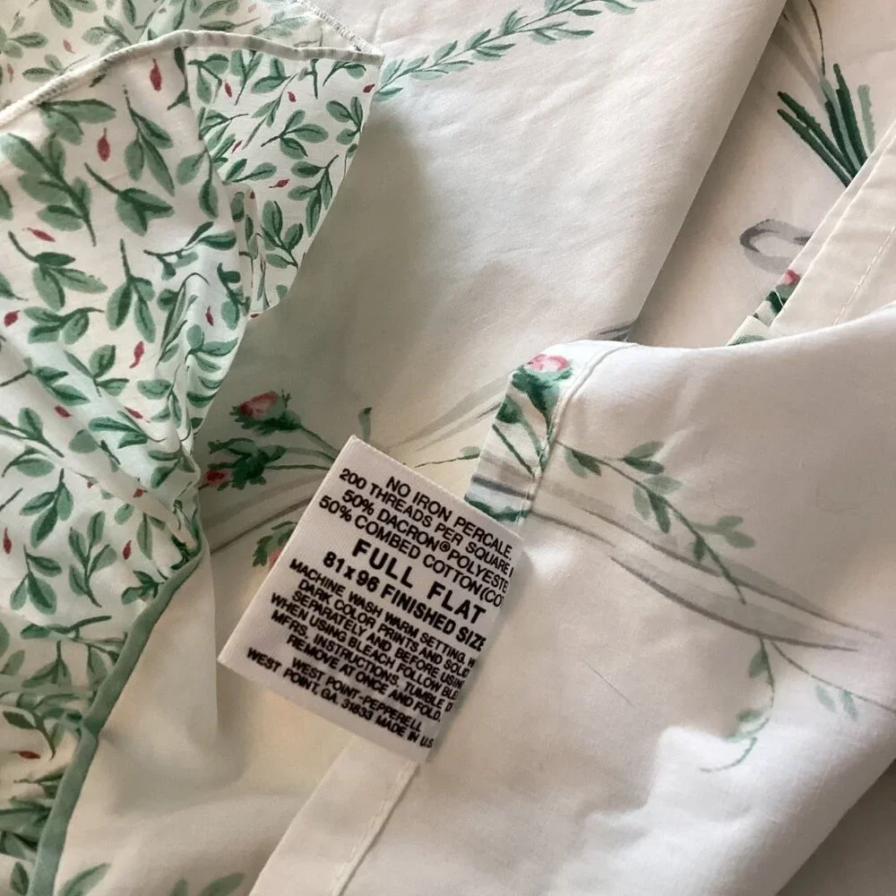 NEW! Atelier Martex Pelham Rose FULL FLAT SHEET Ruffled Trim COTTAGECORE CLASSIC